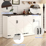 71" Tall Farmhouse Kitchen Pantry Cabinet, 5 Layers Storage Cabinet with Adjustable Shelves, Farmhouse Pantry Cabinet with 4 Barn Doors