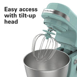 Hamilton Beach 4 Quart Stand Mixer for Kitchen, 7 Speeds, Tilt - Head, Dough Hook, Whisk & Flat Beater, White