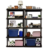 Hyper Tough Large 5-Tier Shelving Unit, W36 x D18 x H74" Interlocking Multipurpose Organizer, Black, Pack of 2