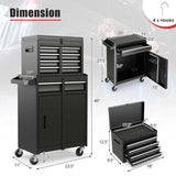2 - in - 1 Rolling Tool Chest, 5-Drawer Tool Storage Cabinet with Wheels, Adjustable Shelf, Tool Box Organizer for Garage Warehouse Workshop