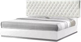 3 Piece Modern Bedroom Furniture Set, California King Platform Bed with 2x Nightstand, White Lacquer Finish