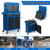 2 - in - 1 Rolling Tool Chest, 5-Drawer Tool Storage Cabinet with Wheels, Adjustable Shelf, Tool Box Organizer for Garage Warehouse Workshop