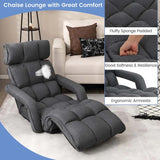 6 - Position Adjustable Floor Sofa Bed, Folding Lazy Sofa Chaise Lounger Recliner with Armrests & Footrests for Living Room, Bedroom & Gaming