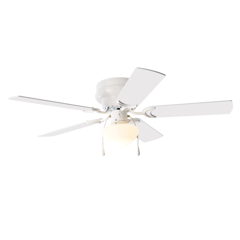 Mainstays Hugger Indoor Ceiling Fan with Light Kit 5 - Blades Reverse Airflow - White - 52 in