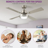 Dextrus 52'' Ceiling Fan with Light and Remote Control, 6 Speeds, 5 Timer Settings, and Dual - Finish Blades (Nickel)