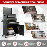 2 - in - 1 Rolling Tool Chest, 5-Drawer Tool Storage Cabinet with Wheels, Adjustable Shelf, Tool Box Organizer for Garage Warehouse Workshop