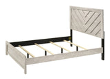 3pc Rustic Beige Gray Finish Bedroom Furniture Queen Size Bed Nightstand Chest Set