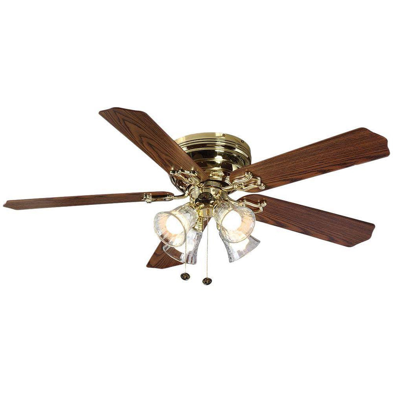 Hampton Bay Carriage House 52 in. LED Indoor Polished Brass Ceiling Fan