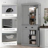 Spaco 17-Tier Kitchen Small Pantry Cabinet with 2 Doors and 6 Adjustable Shelves, Cabinet Pantry, Freestanding 5-Tier Shelving Pantries
