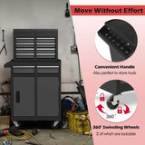 2 - in - 1 Rolling Tool Chest, 5-Drawer Tool Storage Cabinet with Wheels, Adjustable Shelf, Tool Box Organizer for Garage Warehouse Workshop