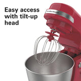Hamilton Beach 4 Quart Stand Mixer for Kitchen, 7 Speeds, Tilt - Head, Dough Hook, Whisk & Flat Beater, White