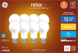 GE Relax 8-Pack 60 W Equivalent Dimmable Warm White A19 LED Light Fixture Light Bulbs