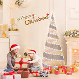 5 FT Pre - lit Christmas Cone Tree, Artificial Spiral Conic Tree with 300 Warm White & 250 Cold White LED Lights, Xmas Holiday Decor for Home Party
