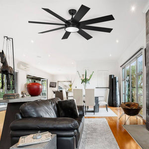Moasis Matte Black 60 - in 8 - Blade LED Ceiling Fan with Remote Control - 60"