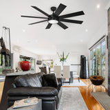 Moasis Matte Black 60 - in 8 - Blade LED Ceiling Fan with Remote Control - 60"