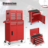 2 - in - 1 Rolling Tool Chest, 5-Drawer Tool Storage Cabinet with Wheels, Adjustable Shelf, Tool Box Organizer for Garage Warehouse Workshop