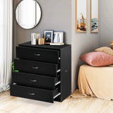 Segmart Black Chest of 4 Drawers, Wood Bedroom Furniture Chest Cabinet with Metal Handles for Kids Room