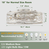 QHTX 18 - Inch White Vintage Caged Ceiling Fan with Remote Control