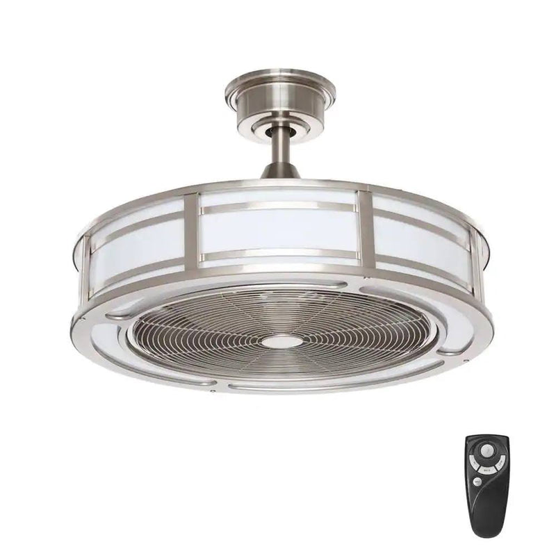 Home Decorators Brette II 23 in. LED Indoor/Outdoor Brushed Nickel Ceiling Fan