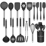 Silicone Cooking Utensil Set, Umite Chef 15pcs Silicone Cooking Kitchen Utensils Set, Non - Stick - Best Kitchen Cookware with Stainless Steel Handle