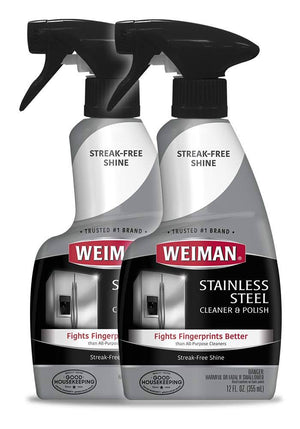 Weiman Stainless Steel Cleaner and Polish 12 Ounce (2 Pack) Removes Fingerprints, Residue, Water Marks and Grease from Appliances Refrigerators