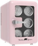 Polar Bear Mini Fridge Cooler, 6.5in. 4 - Liter Retro Window Standard Door Compact Mini Refrigerator, New
