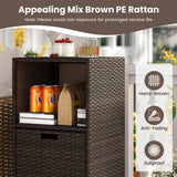 Tangkula Rattan Patiojoy Outdoor Wicker Cabinet with 3 Shelves