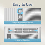 5000 BTU Window Air Conditioner Easy Cool - Capable of Cooling up to 150 Sq Ft. 2 Fan Speeds, 4 - Way Air Direction, Mechanical Control, Filter