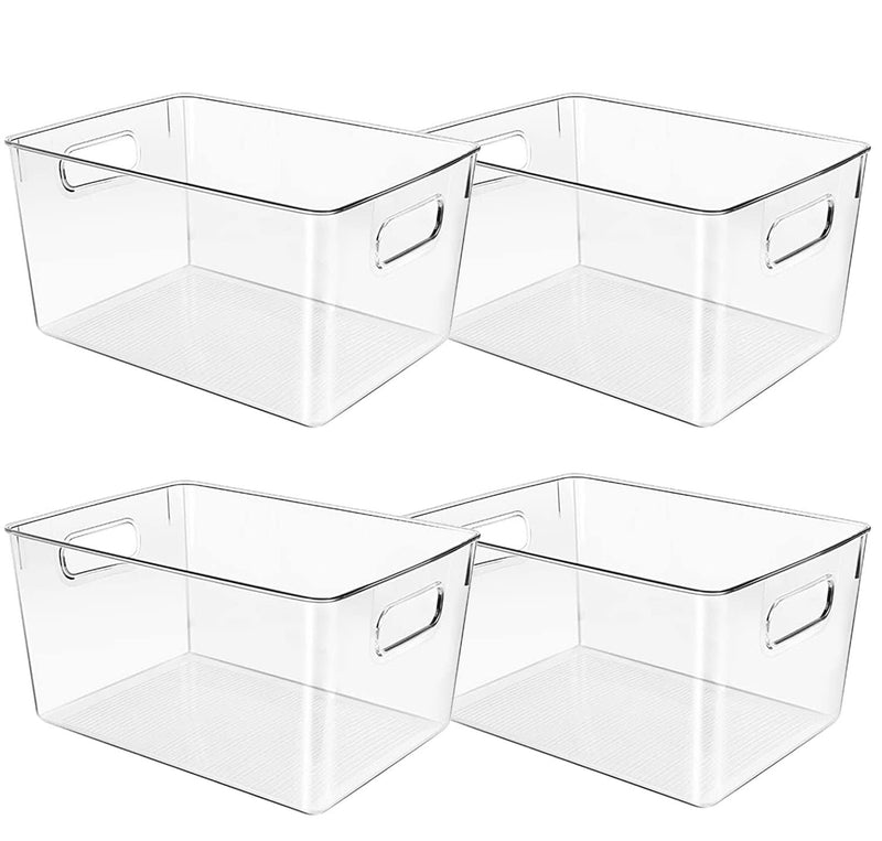 Control Kitchen Clear Plastic Storage Bins, Perfect for Kitchen Organization or Pantry Organization and Storage, Fridge Organizer, Clear Storage