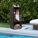 Tangkula Rattan Patiojoy Outdoor Wicker Cabinet with 3 Shelves