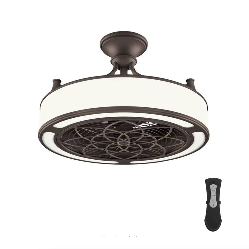 Home Decorators Collection Windara 22 in. LED Indoor/Covered Outdoor Bronze Ceiling Fan with Light Kit and Remote Control
