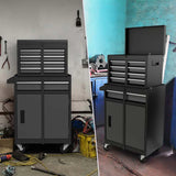 2 - in - 1 Rolling Tool Chest, 5-Drawer Tool Storage Cabinet with Wheels, Adjustable Shelf, Tool Box Organizer for Garage Warehouse Workshop