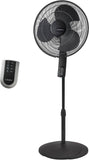 Lasko Oscillating Pedestal Fan, Thermostat, Adjustable Height, Remote Control, Timer, 4 Speeds, for Bedroom, Living Room, Office & Dorm, 16", Black