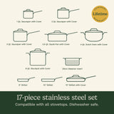 Cuisinart Chefs Classic 17 Piece Stainless Steel Cookware Set