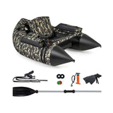 Inflatable Fishing Float Tube, 350 LBS Capacity Belly Boat with Paddle, Flippers, Rod Holder, Fish Ruler, Pump, Storage Bag & Adjustable Straps