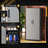 SOLAURA 71" Metal Garage Storage Cabinet with Locking Doors and Adjustable Shelves for Home, Office(Black)