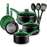 Chef's Star Pots and Pans Set Kitchen Cookware Sets Nonstick Aluminum Cooking Essentials 11 Pieces Green