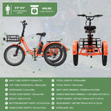 ABORON 3.0 Fat Tire Electric Trike for Senior Foldable E - Bike, 500W Motorized Tricycle Adult 20" Folding 3 Wheel Electric Commute Bike Trike W/48V