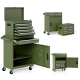 2 - in - 1 Rolling Tool Chest, 5-Drawer Tool Storage Cabinet with Wheels, Adjustable Shelf, Tool Box Organizer for Garage Warehouse Workshop