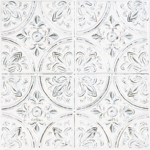 RoomMates Peel and Stick Tile Backsplash White Tin