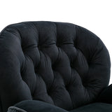 Velvet Swivel Accent Chair with Ottoman, Modern Chaise Lounge Chair with Metal Frame and Footstool, Comfy Armchair Reading Chair