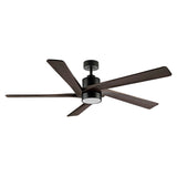 WINGBO 54 DC Ceiling Fan with Lights and Remote Control, 5 Reversible Carved Wood Blades Brass/Black