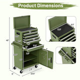 2 - in - 1 Rolling Tool Chest, 5-Drawer Tool Storage Cabinet with Wheels, Adjustable Shelf, Tool Box Organizer for Garage Warehouse Workshop