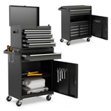 2 - in - 1 Rolling Tool Chest, 5-Drawer Tool Storage Cabinet with Wheels, Adjustable Shelf, Tool Box Organizer for Garage Warehouse Workshop