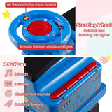 6V 2-Seater Ride On Train with Detachable Carriage, Under-Seat Storage, Whistle & Flashing LED Lights, Trackless Electric Ride On Toy for Kids