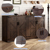 71" Tall Farmhouse Kitchen Pantry Cabinet, 5 Layers Storage Cabinet with Adjustable Shelves, Farmhouse Pantry Cabinet with 4 Barn Doors