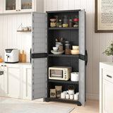 68" Lockable Plastic Storage Cabinet with 3 Adjustable Shelves, Vertical Shelving Unit Utility Garage Organizer for Basement, Laundry Room & Mudroom