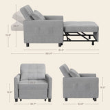 Lofka Chair Bed, Convertible Sofa Bed Couch Recliner Single Bed for Living Room/Office/Bedroom, Light Gray