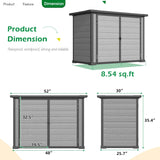 AECOJOY Resin Outdoor Storage Cabinet 23 Cu.Ft Plastic Trash Can Storage Shed with Base