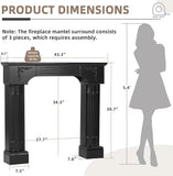EPICOZY 43.3" Fireplace Mantel, Freestanding Fireplace Surround with Leg for Electric Fireplaces, MDF Mantel Surround with Shelf